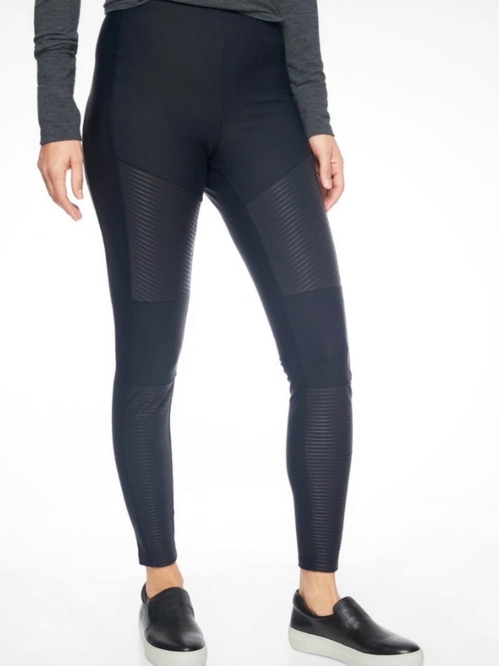 NWT Athleta Black Madison Moto Tights black size 8